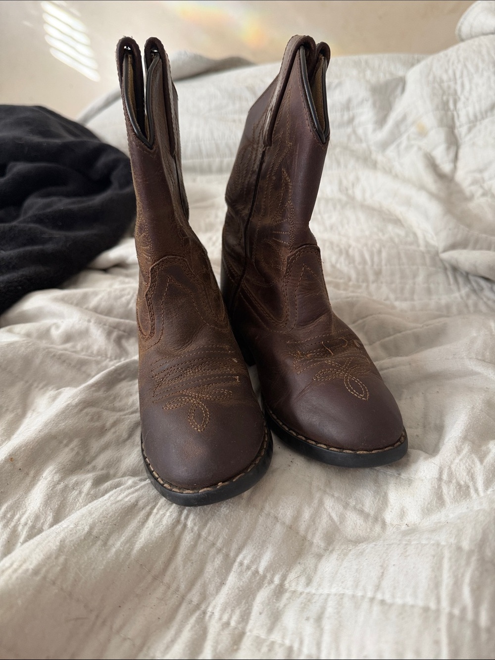 Kids Brown Western Pull-On Cowboy Boots